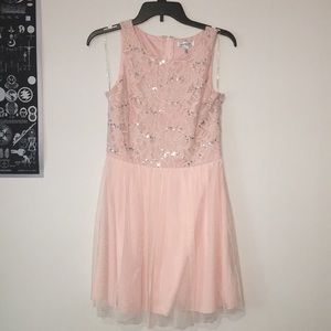 Sequin Babydoll Pink Prom Dress